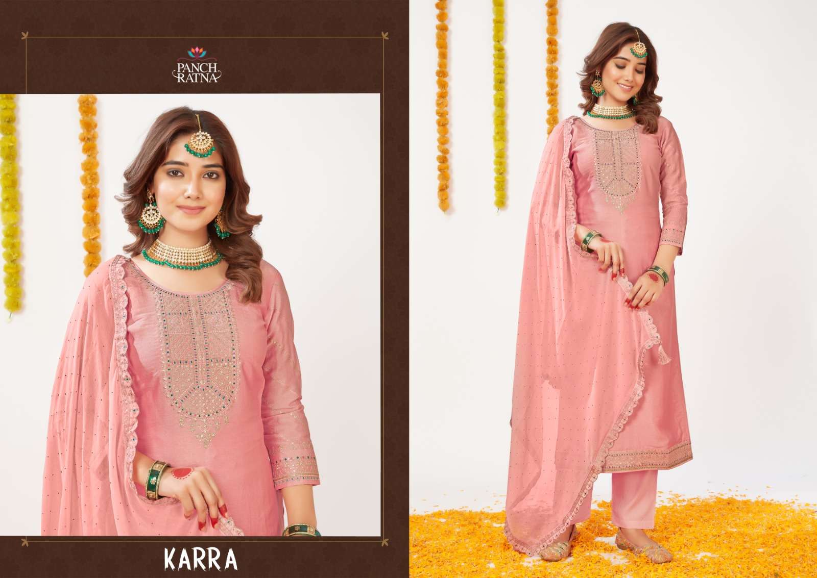 panch ratna karra shimar silk innovative look salwar suit catalog