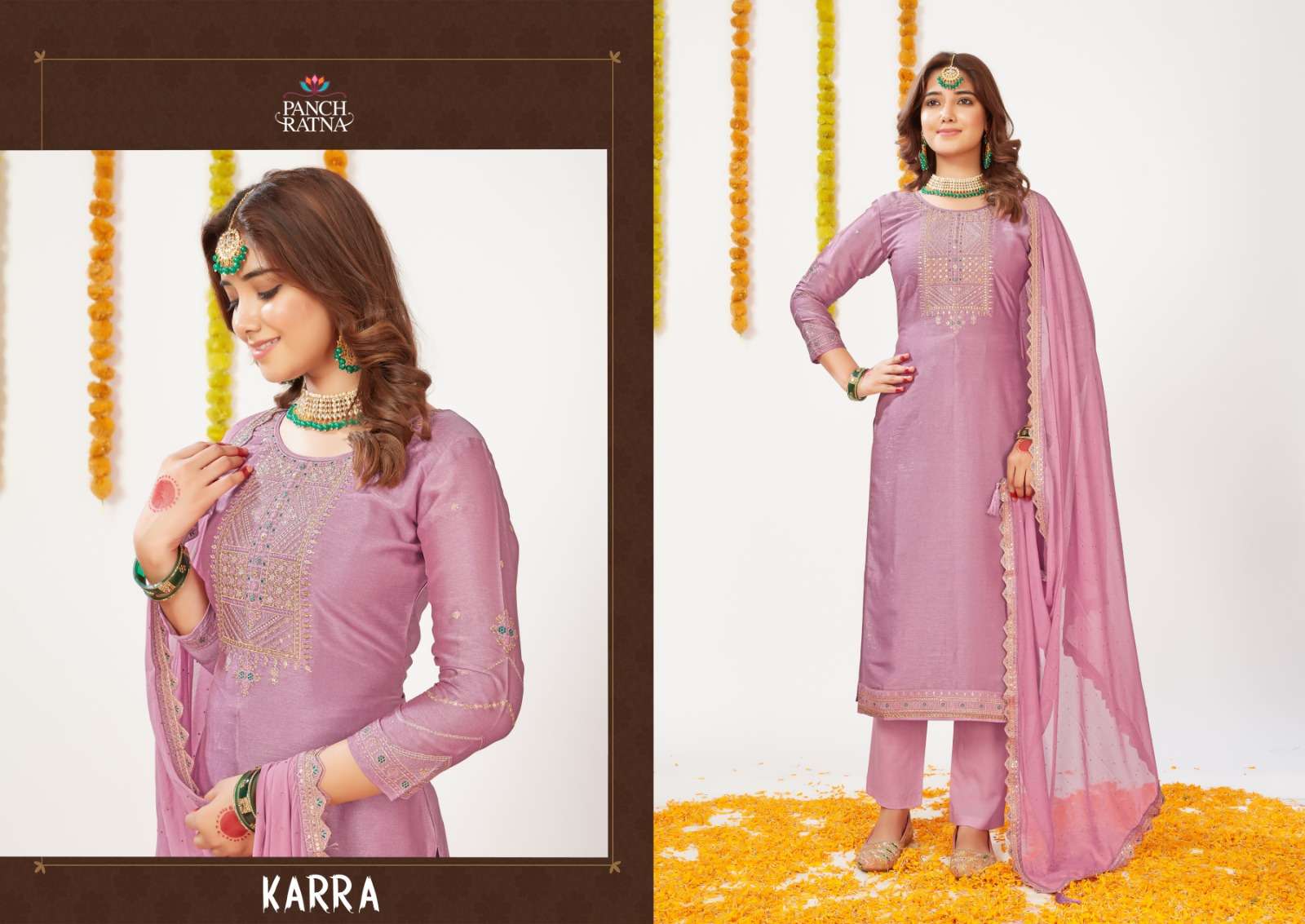 panch ratna karra shimar silk innovative look salwar suit catalog