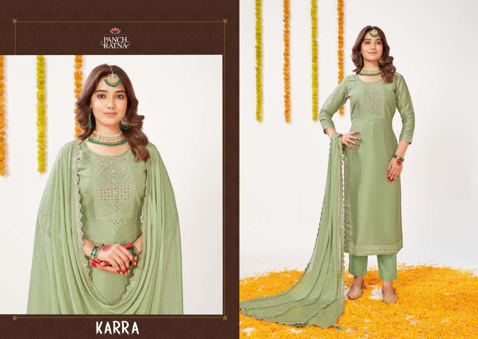 panch ratna karra shimar silk innovative look salwar suit catalog