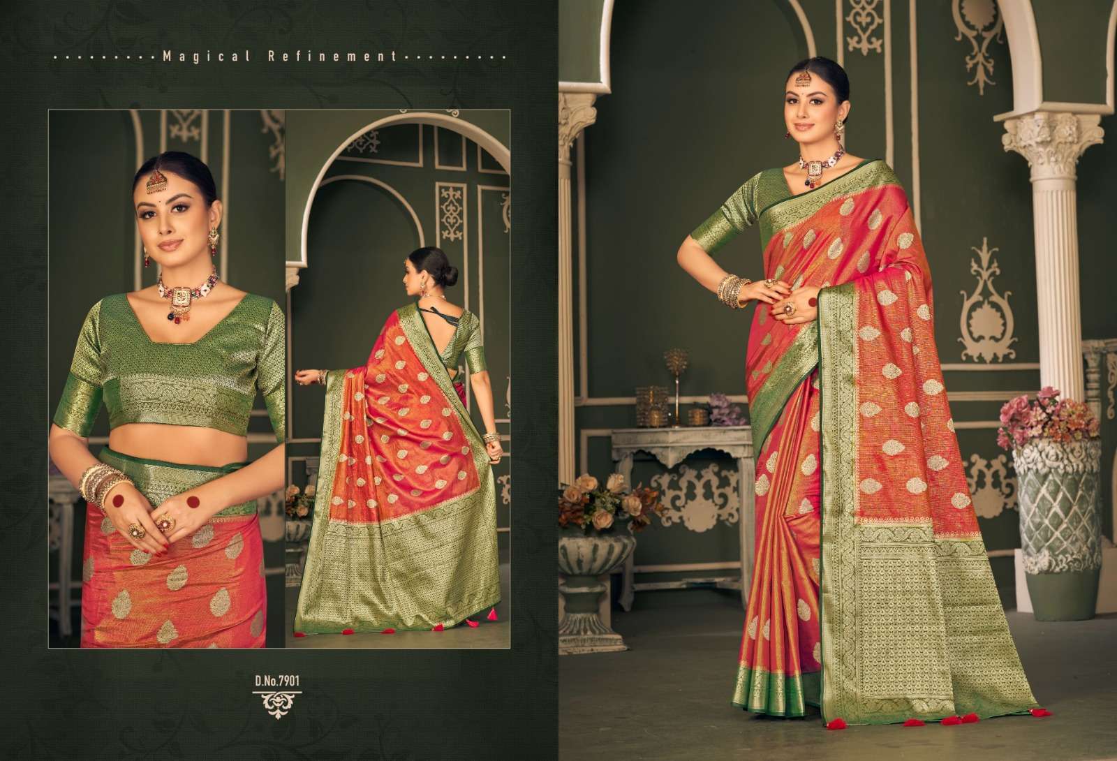 pink lotus pankh atrisha royal silk beautiful look saree catalog