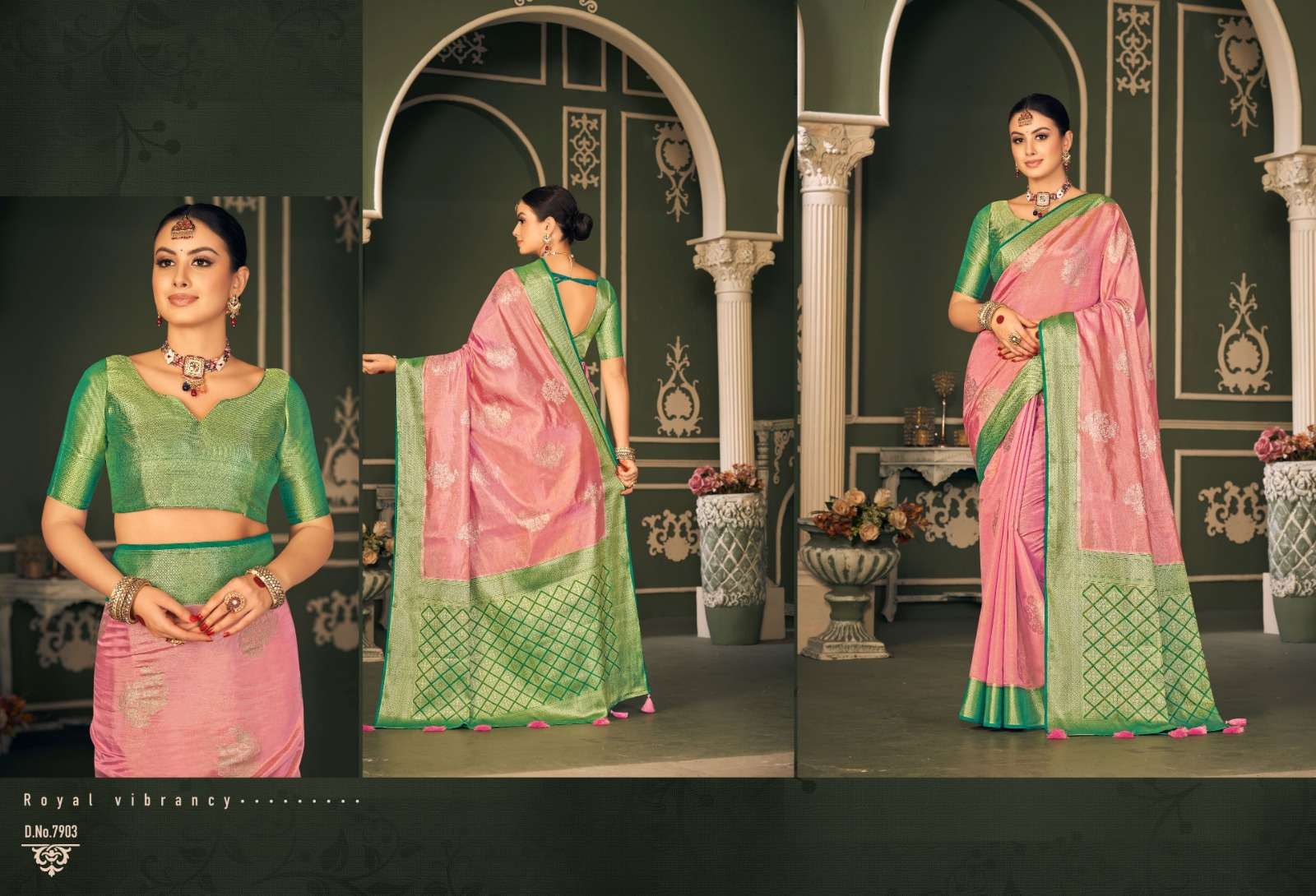 pink lotus pankh atrisha royal silk beautiful look saree catalog