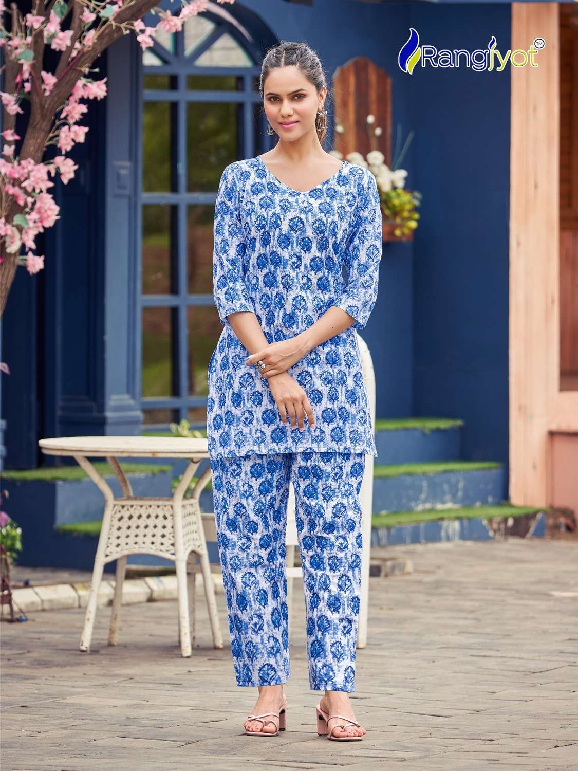 rangjyot cotton naya cotton exclusive print top with pant catalog