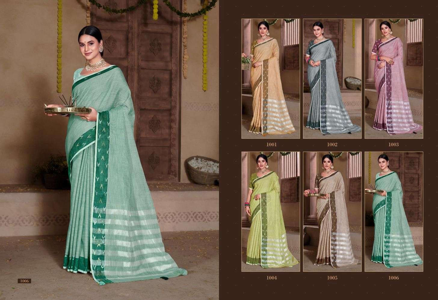 sangam prints aarushi vol 2 linen beautiful look saree catalog