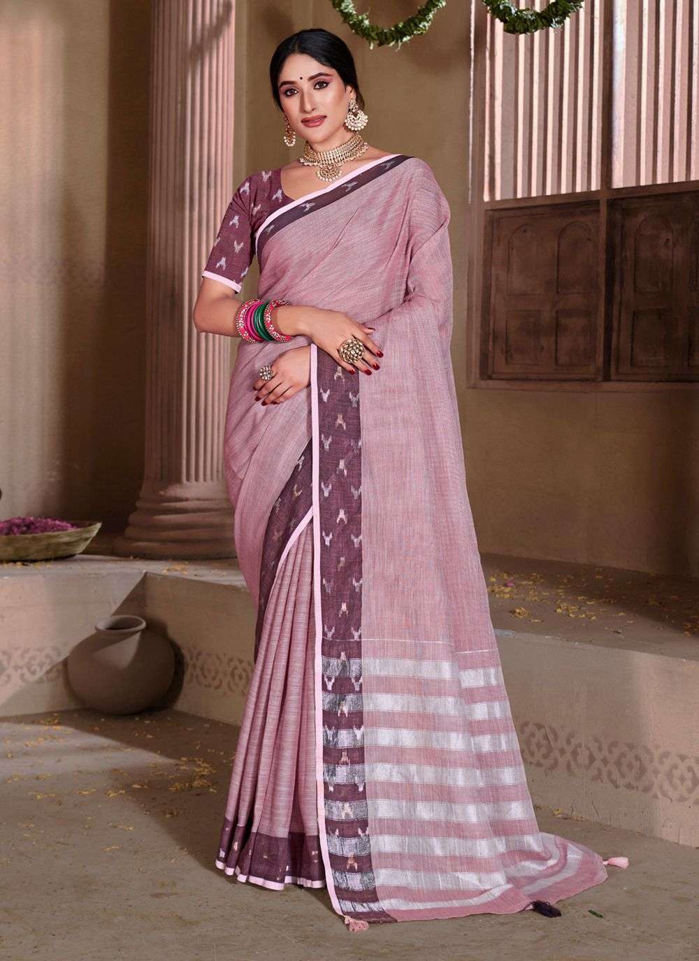 sangam prints aarushi vol 2 linen beautiful look saree catalog