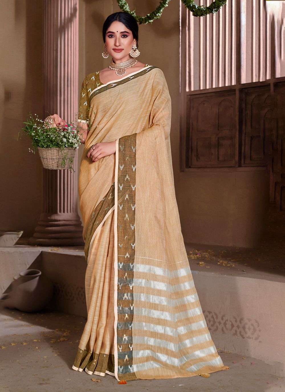 sangam prints aarushi vol 2 linen beautiful look saree catalog