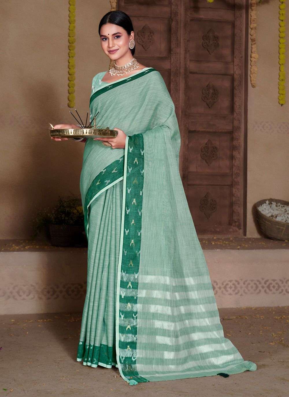 sangam prints aarushi vol 2 linen beautiful look saree catalog