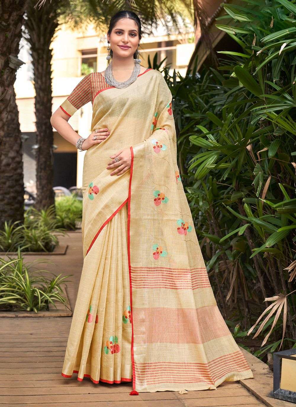 sangam prints linen linen fashion beautiful look saree catalog