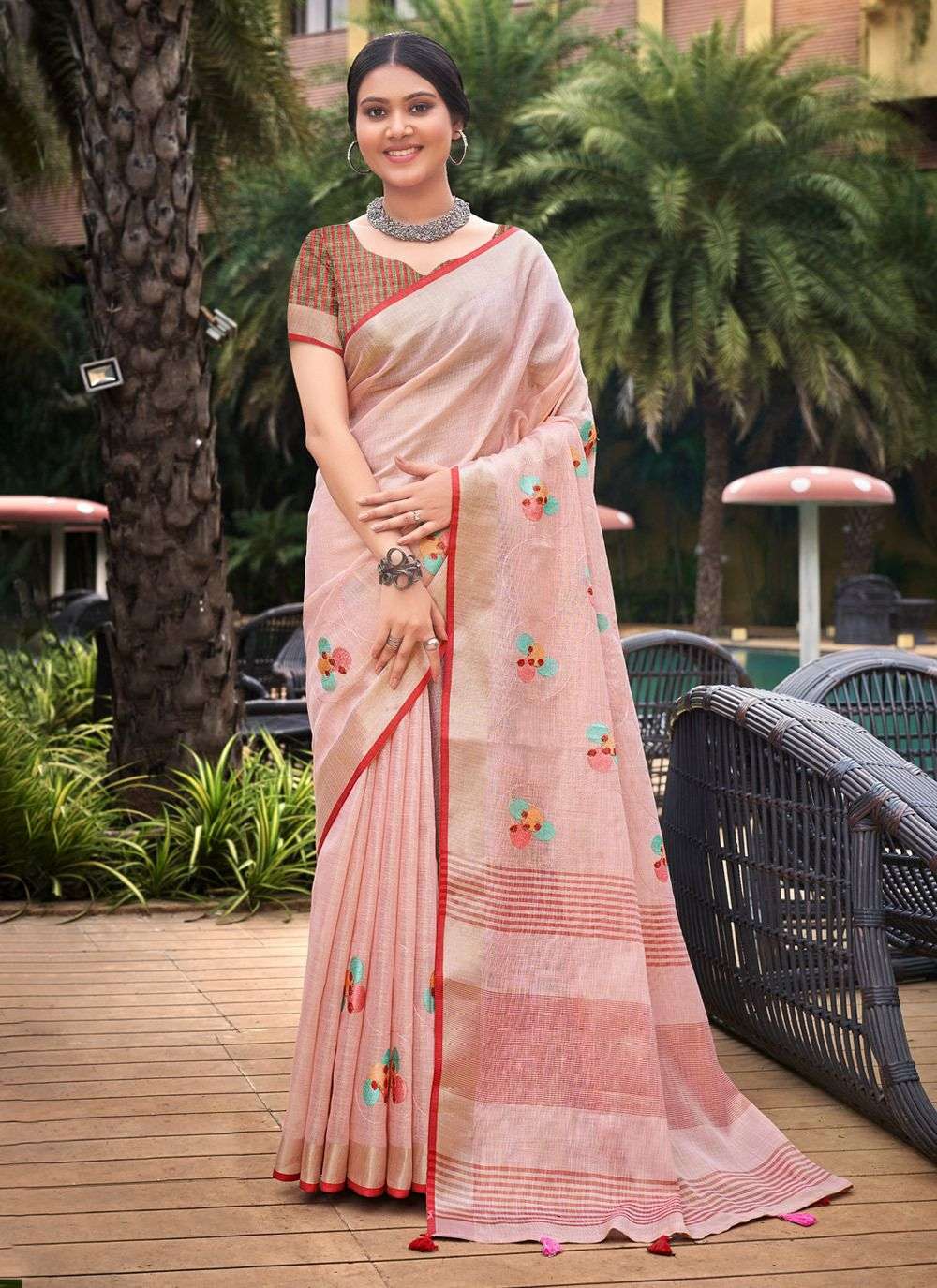 sangam prints linen linen fashion beautiful look saree catalog