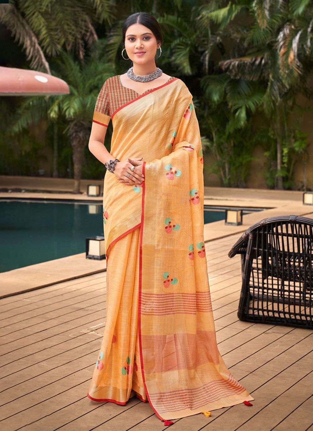 sangam prints linen linen fashion beautiful look saree catalog