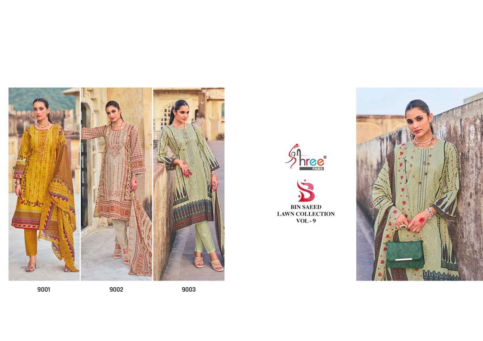 shree fabs binsaeed lawn collection vol 9 cotton catchy look salwar suit catalog