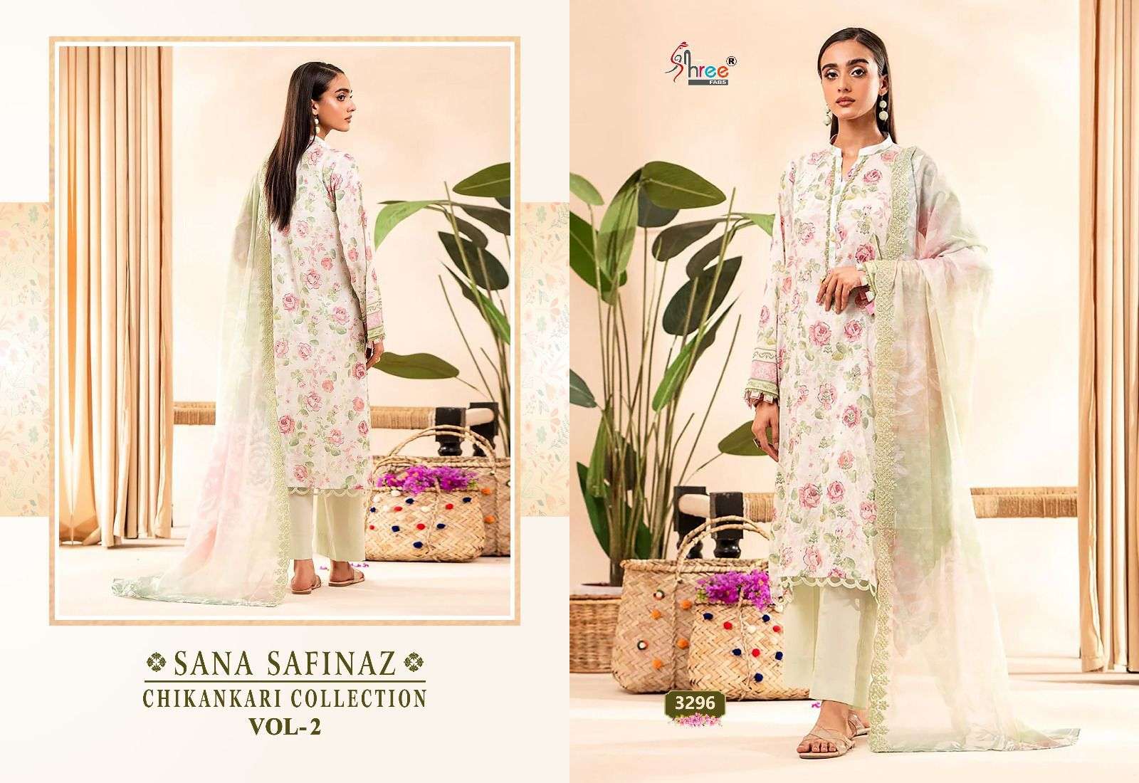 shree fabs cotton sana safinaz chikankari collection vol 2 catchy look siffon dupatta catalog