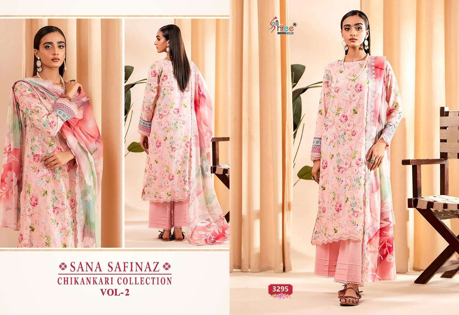 shree fabs cotton sana safinaz chikankari collection vol 2 catchy look siffon dupatta catalog