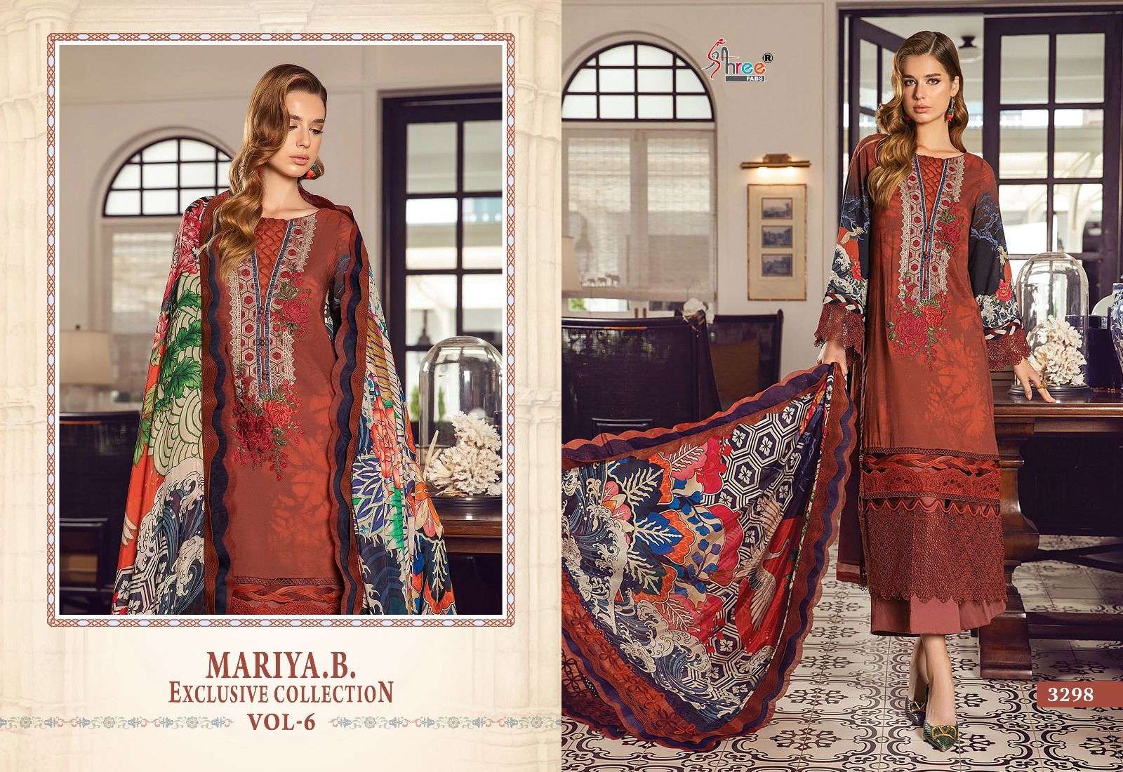 shree fabs maria b exclusive collection vol 6 cotton catchy look salwar suit silver dupatta  catalog