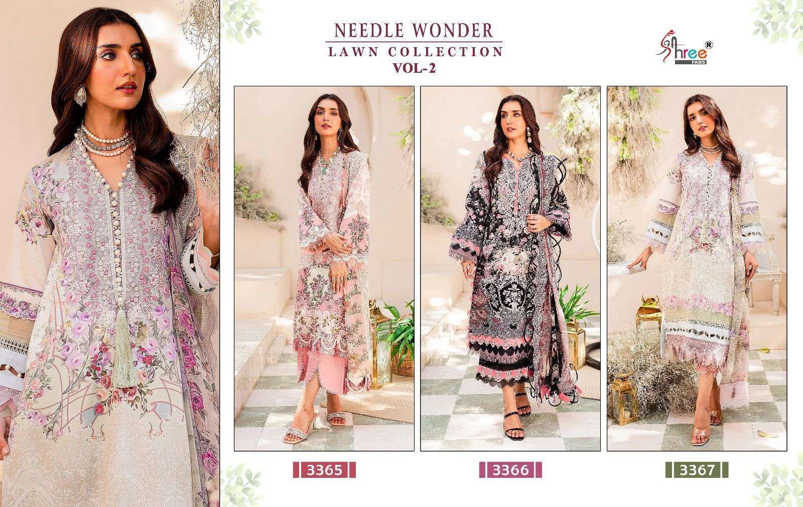 shree fabs needle wonder lawn collection vol 2 cotton catchy look siffon dupatta catalog