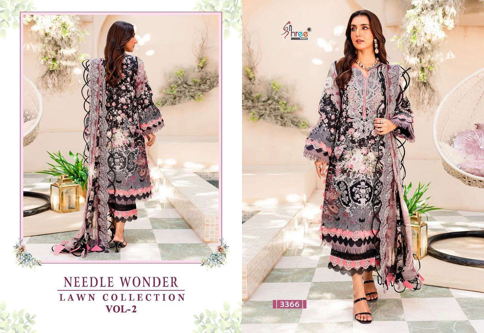 shree fabs needle wonder lawn collection vol 2 cotton catchy look siffon dupatta catalog