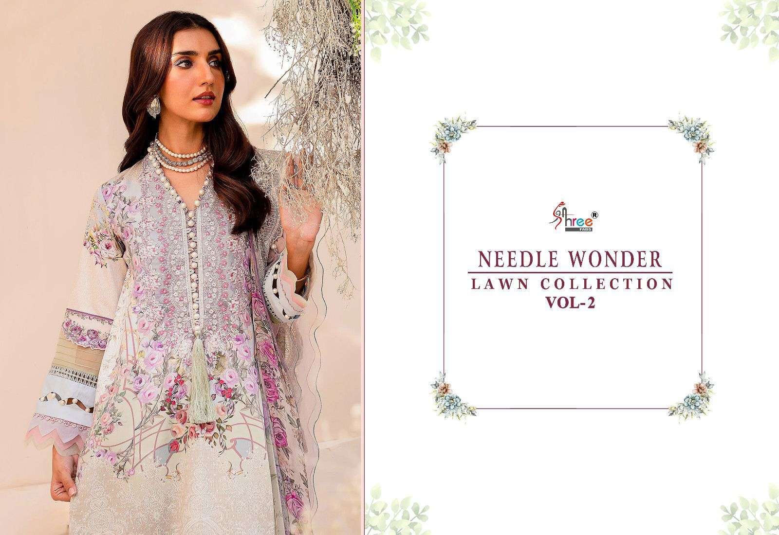 shree fabs needle wonder lawn collection vol 2 cotton catchy look siffon dupatta catalog