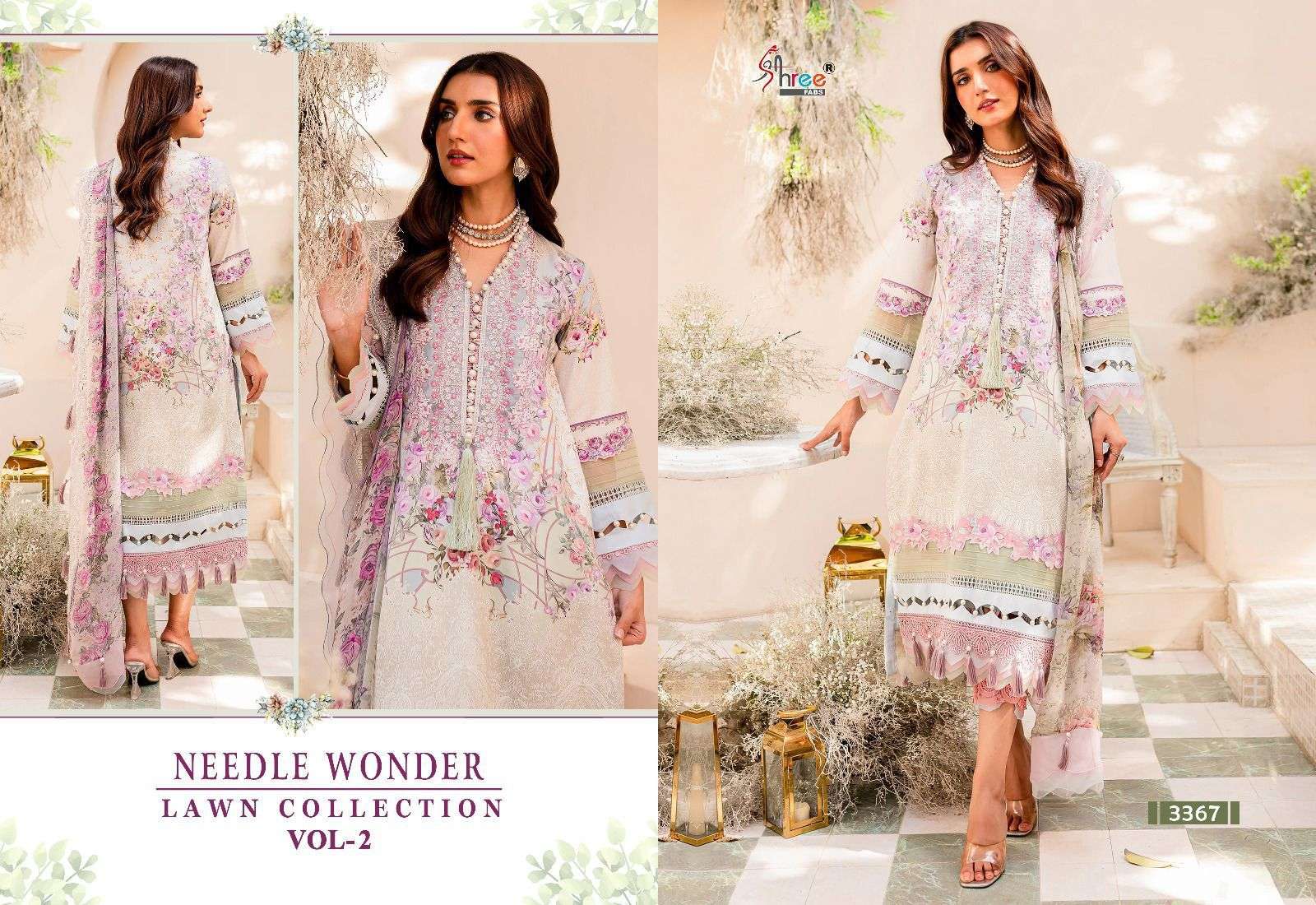 shree fabs needle wonder lawn collection vol 2 cotton catchy look siffon dupatta catalog