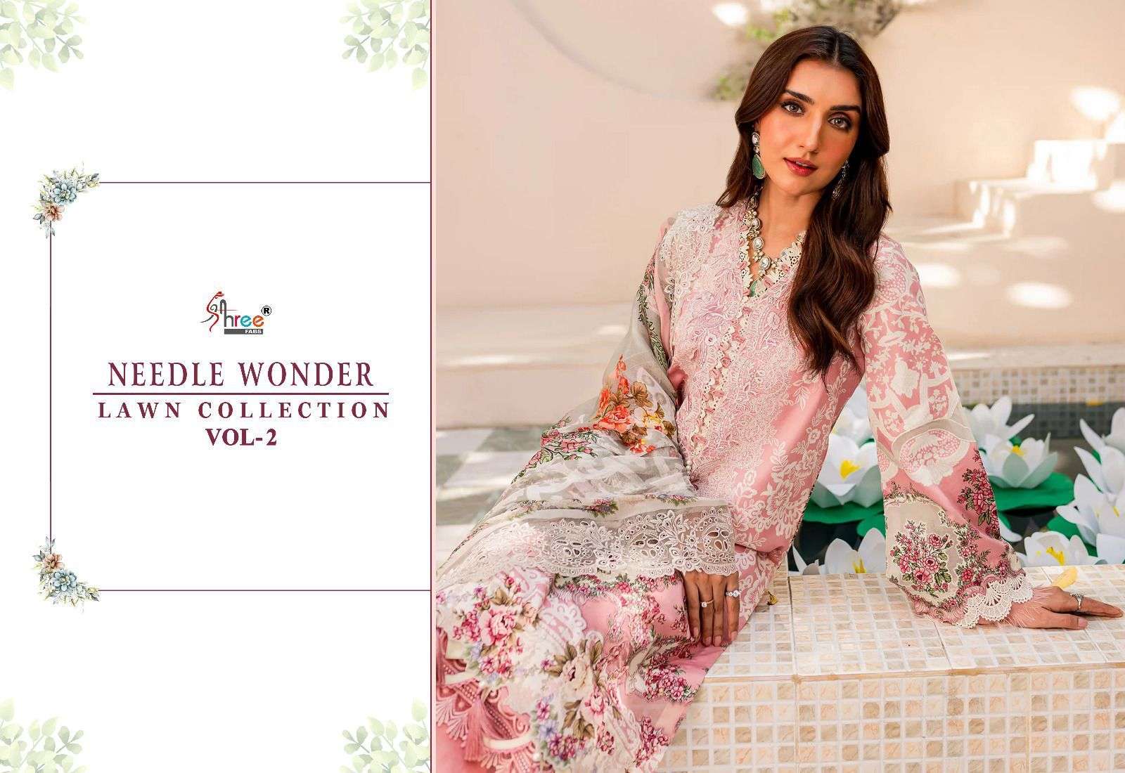 shree fabs needle wonder lawn collection vol 2 cotton catchy look siffon dupatta catalog