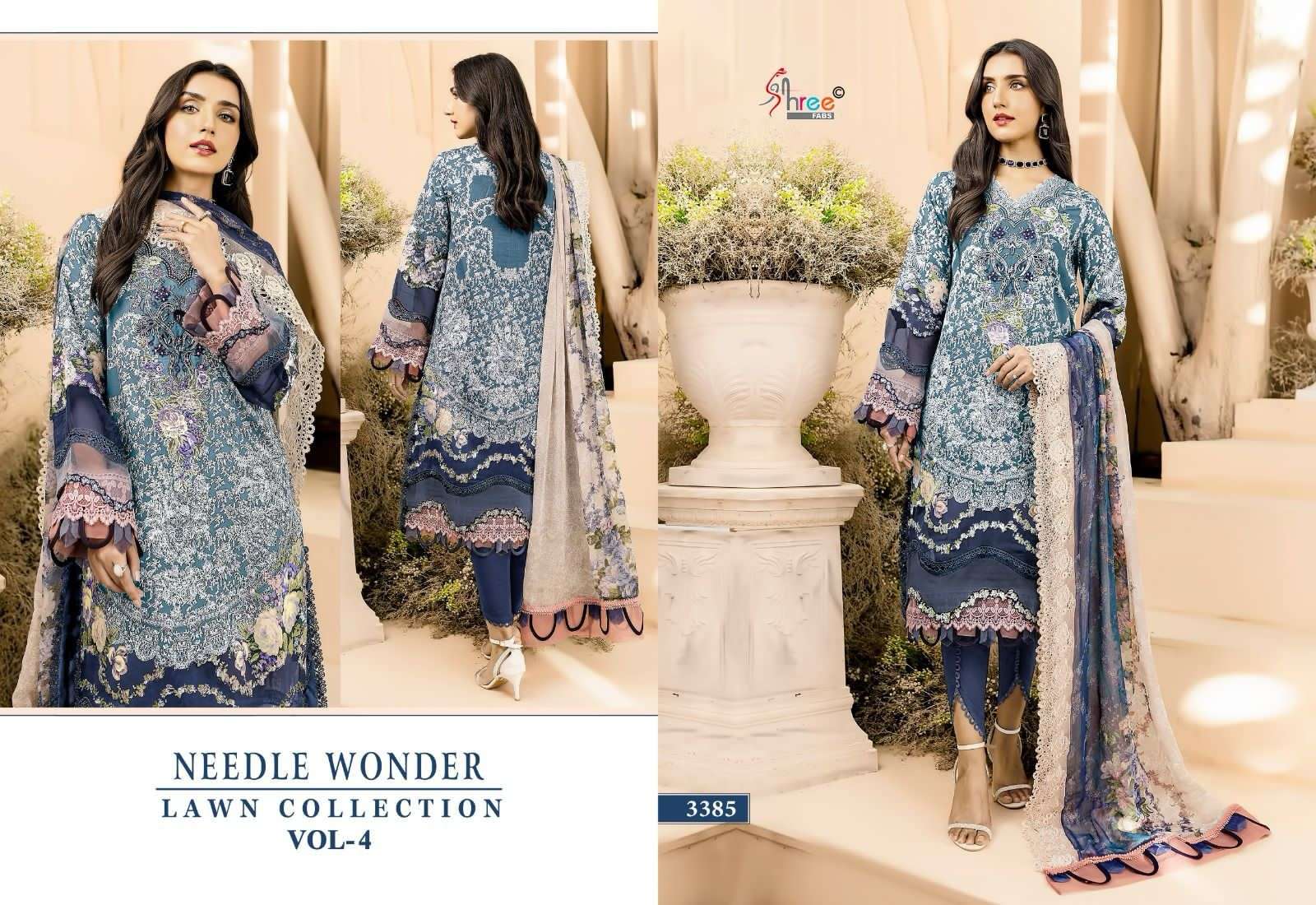 shree fabs needle wonder lawn collection vol 4 cotton catchy look siffon dupatta catalog