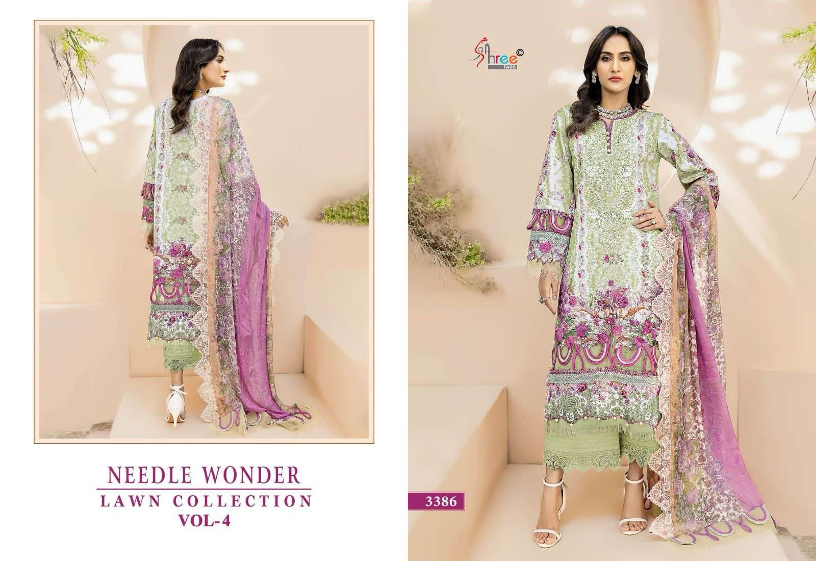 shree fabs needle wonder lawn collection vol 4 cotton catchy look siffon dupatta catalog