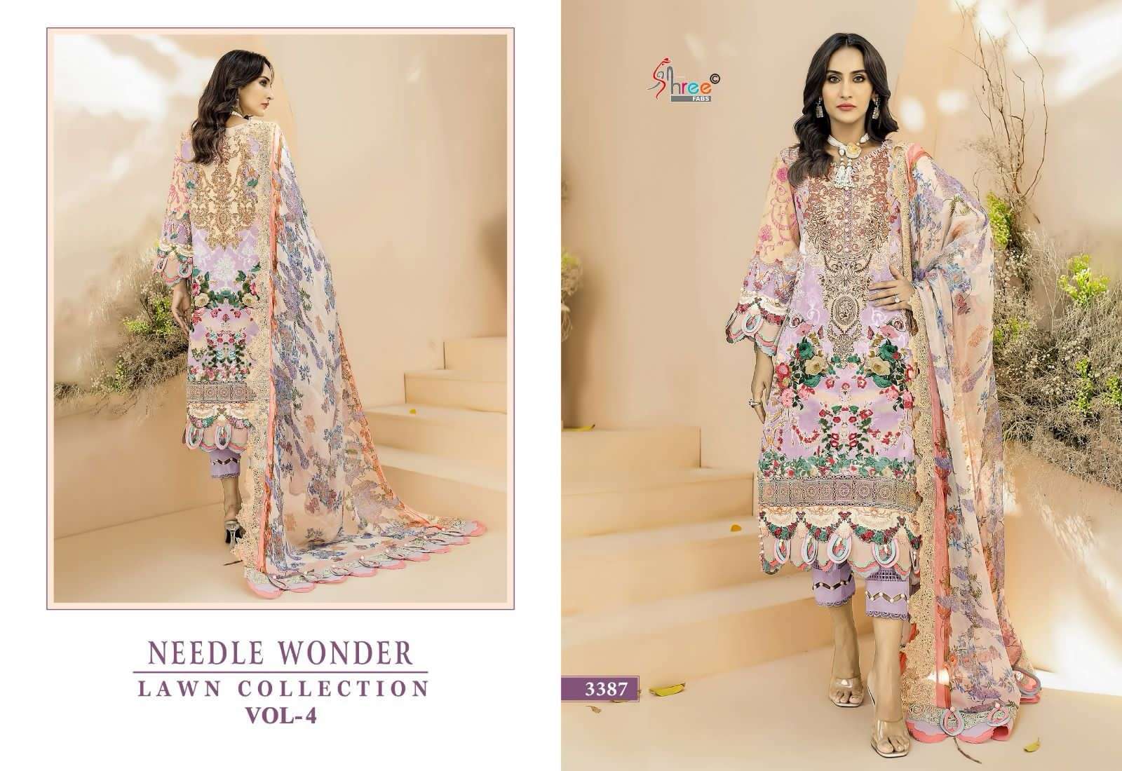 shree fabs needle wonder lawn collection vol 4 cotton catchy look siffon dupatta catalog