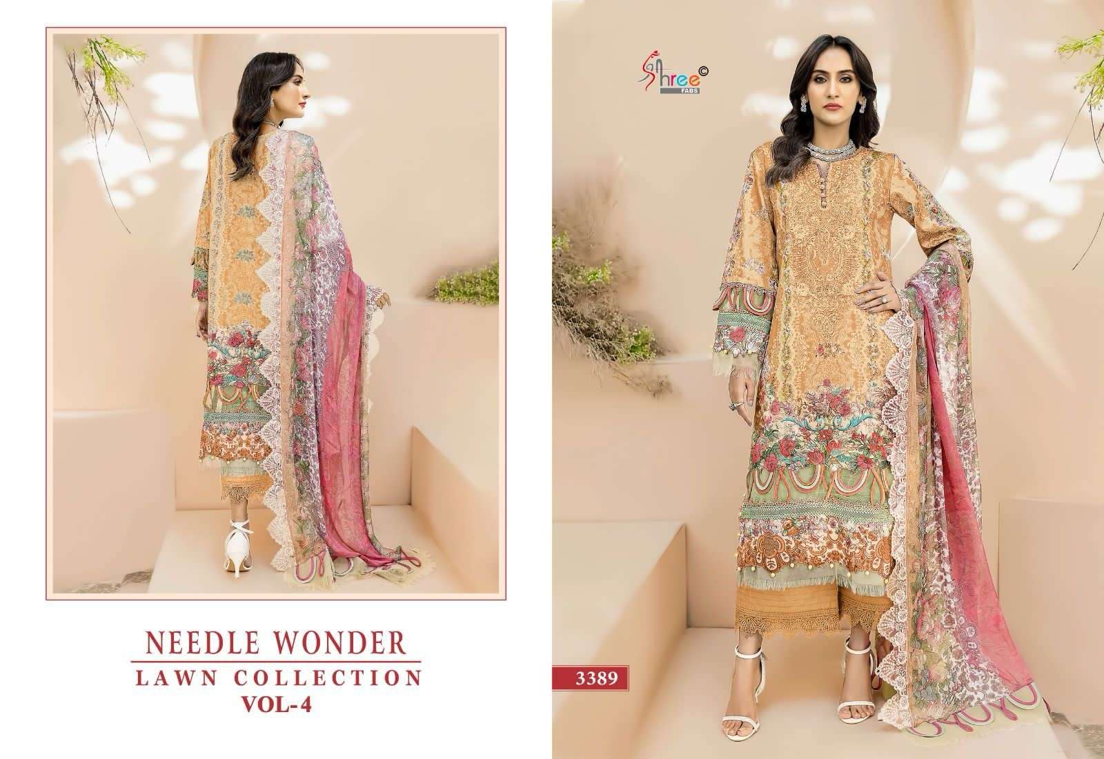 shree fabs needle wonder lawn collection vol 4 cotton catchy look siffon dupatta catalog