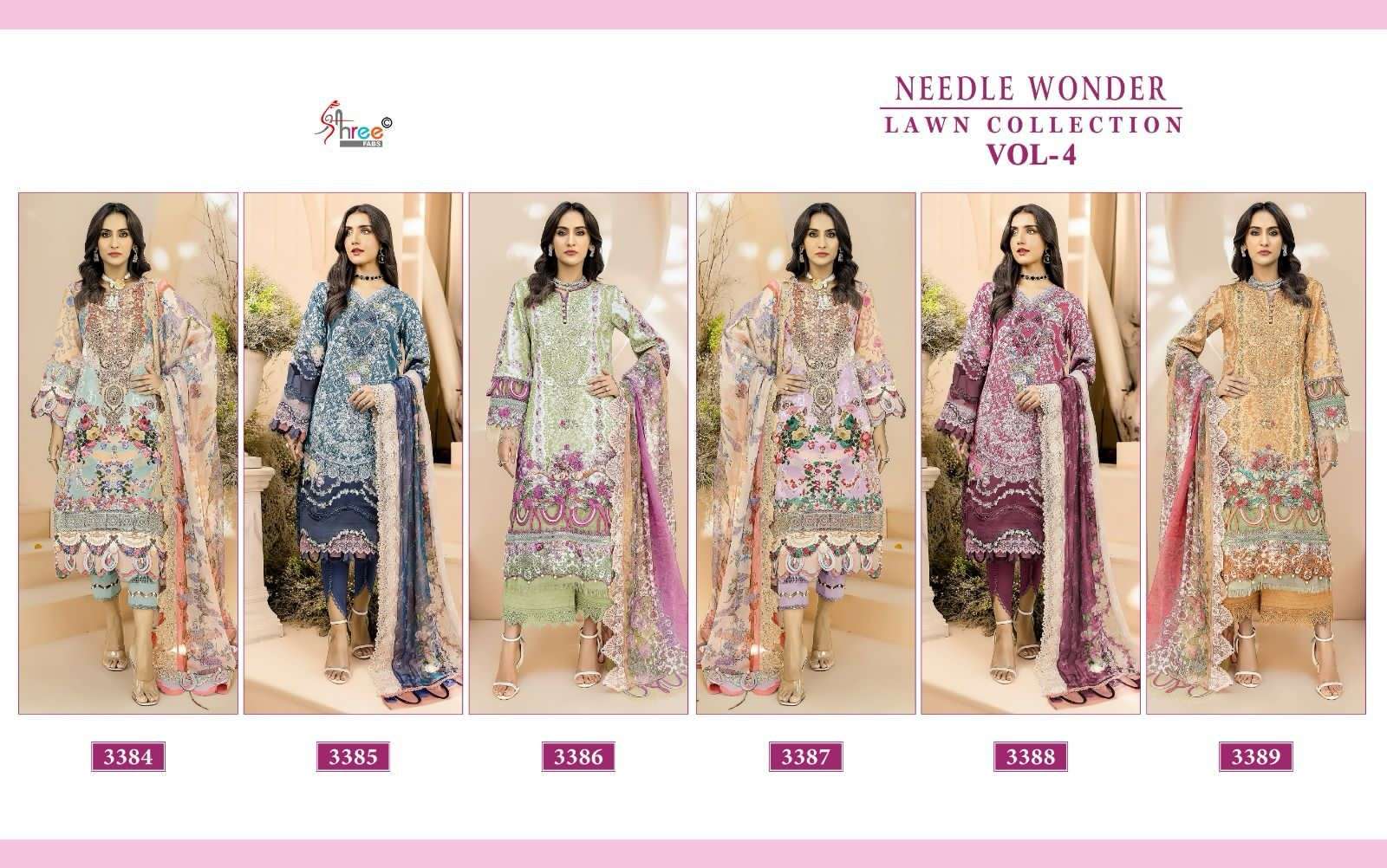 shree fabs needle wonder lawn collection vol 4 cotton catchy look siffon dupatta catalog