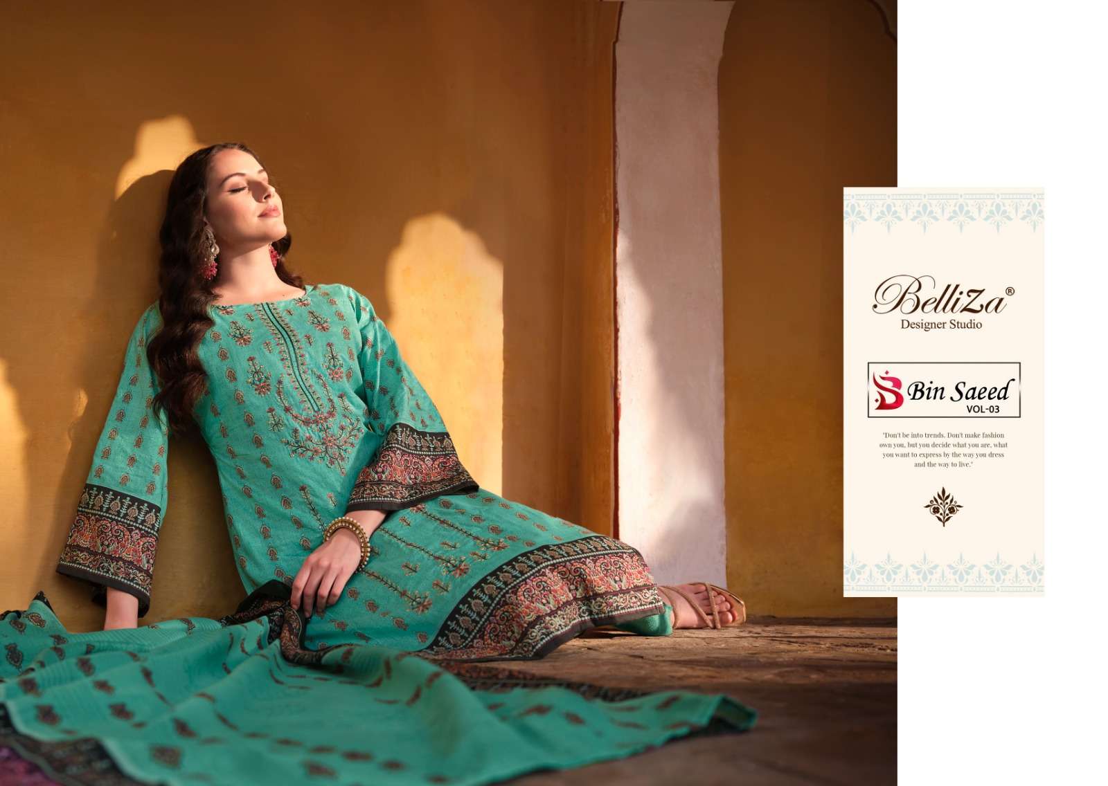 belliza designer studio bin saeed lvol 3 innovative look salwar suit catalog