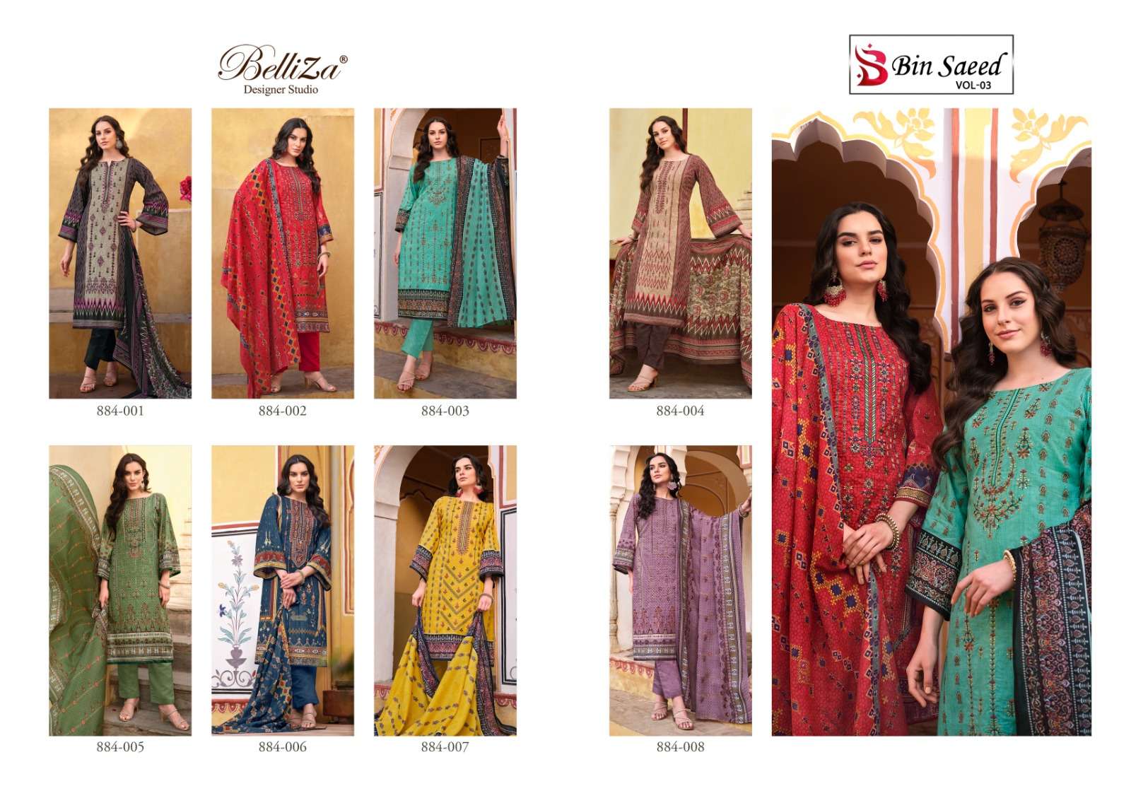 belliza designer studio bin saeed lvol 3 innovative look salwar suit catalog