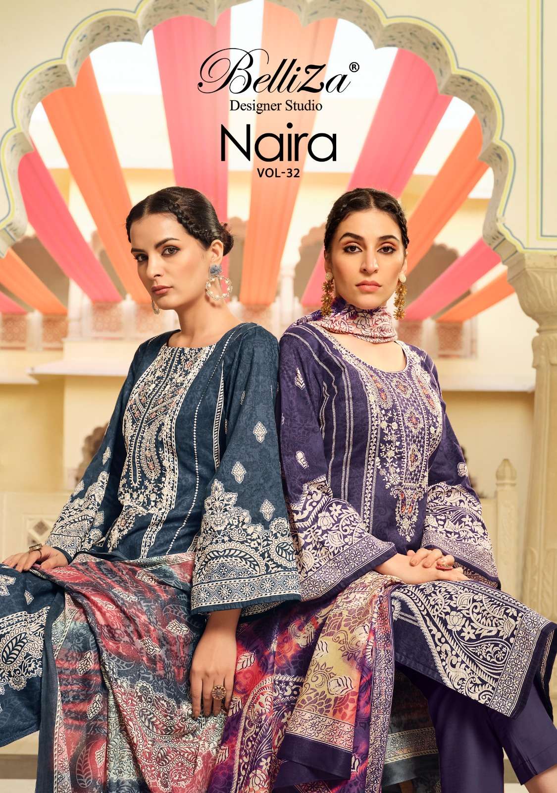 belliza designer studio naira vol 32 cotton ecxlusive print salwar suit catalog