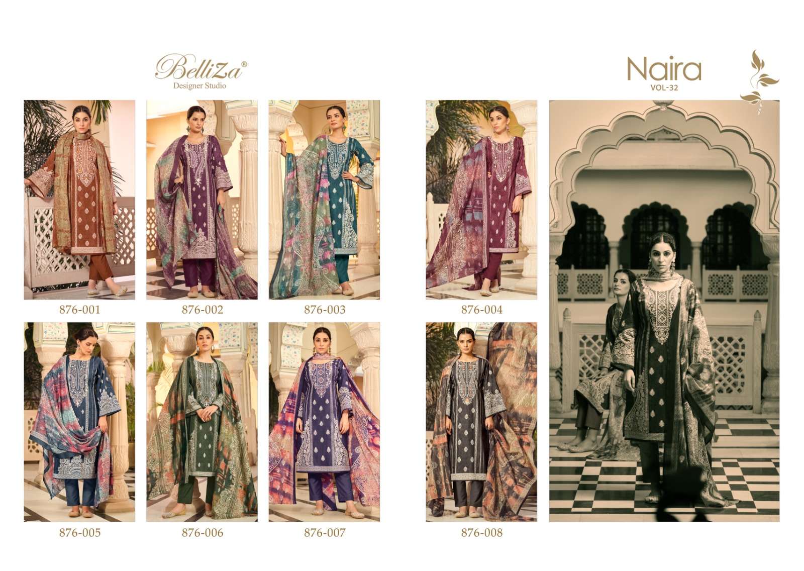 belliza designer studio naira vol 32 cotton ecxlusive print salwar suit catalog