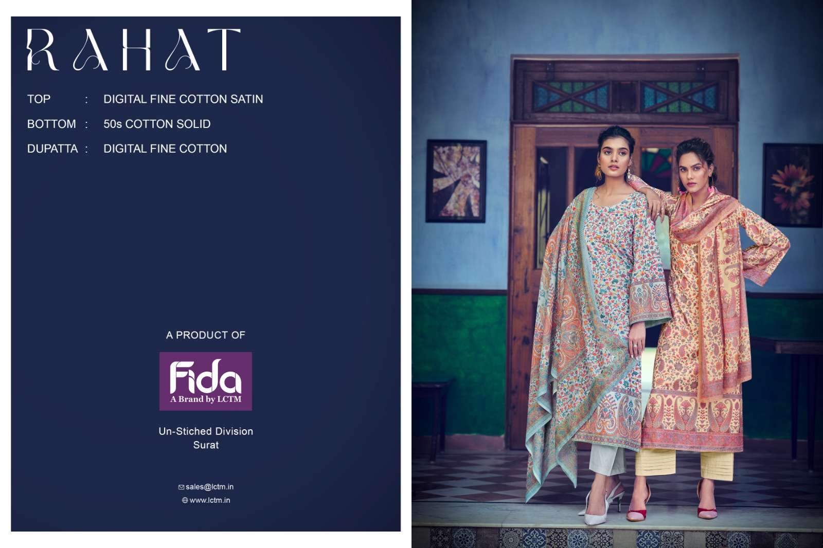 fida rahat cotton satin elegant salwar suit catalog