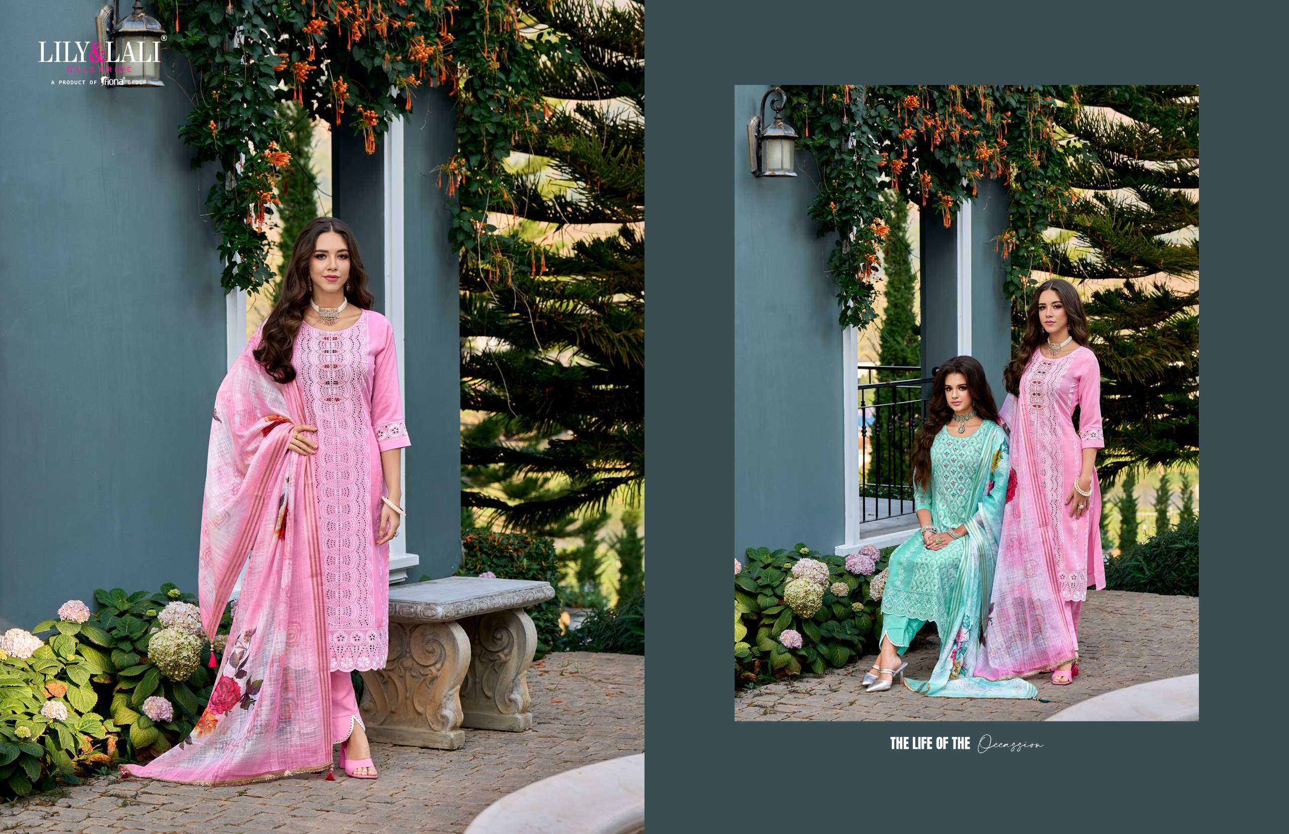 lily and lali cotton carnival viscose look kurti  pant with dupatta catalog