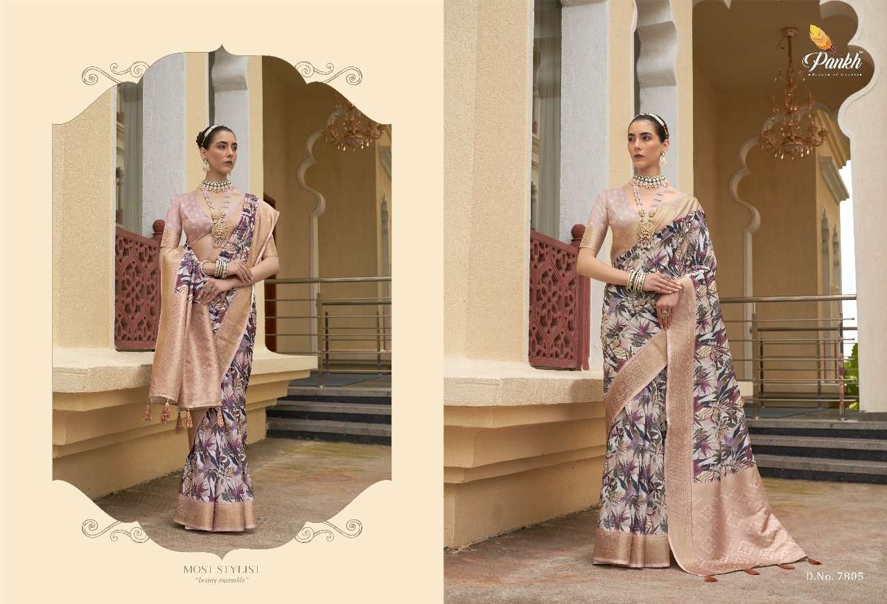 pink lotus pankh mohini beautiful look saree catalog