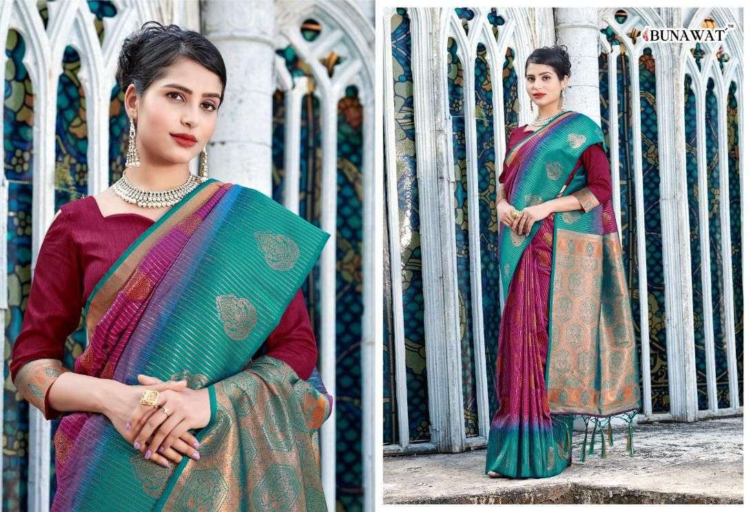 sangam prints avanti silk banarsi silk beautiful look saree catalog