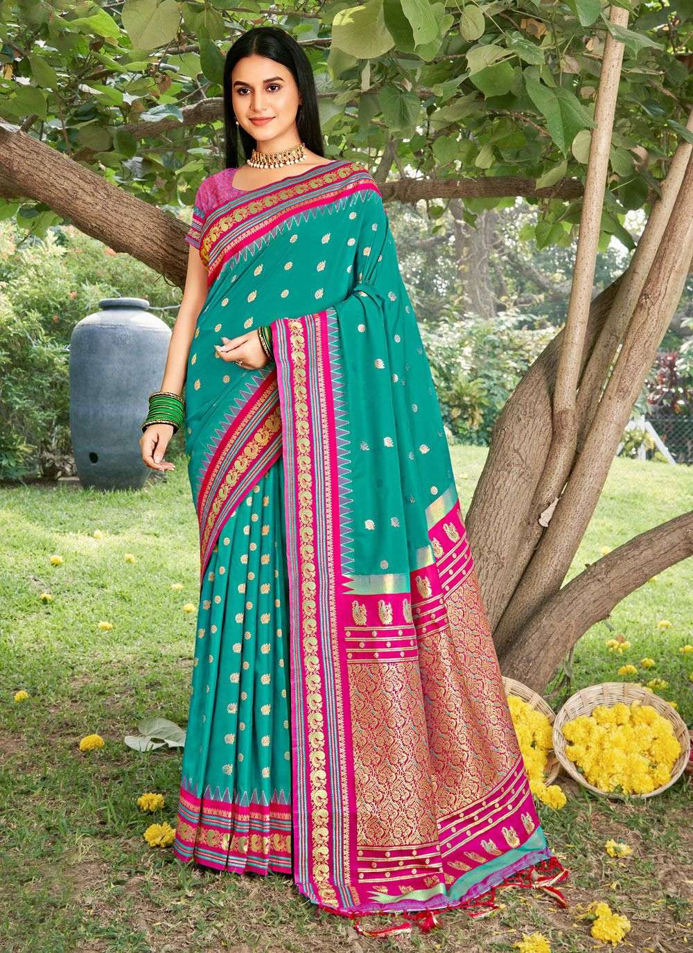 sangam prints bunawat divyanka silk paithani silk beautiful look saree catalog