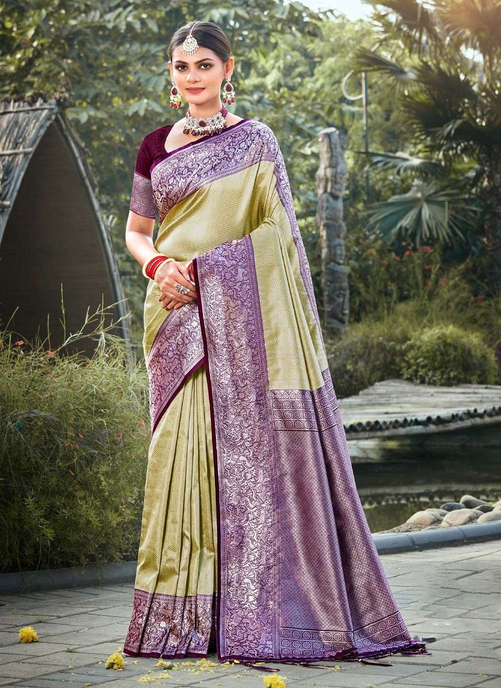sangam prints bunawat ektara silk Kanjivaram silk beautiful look saree catalog