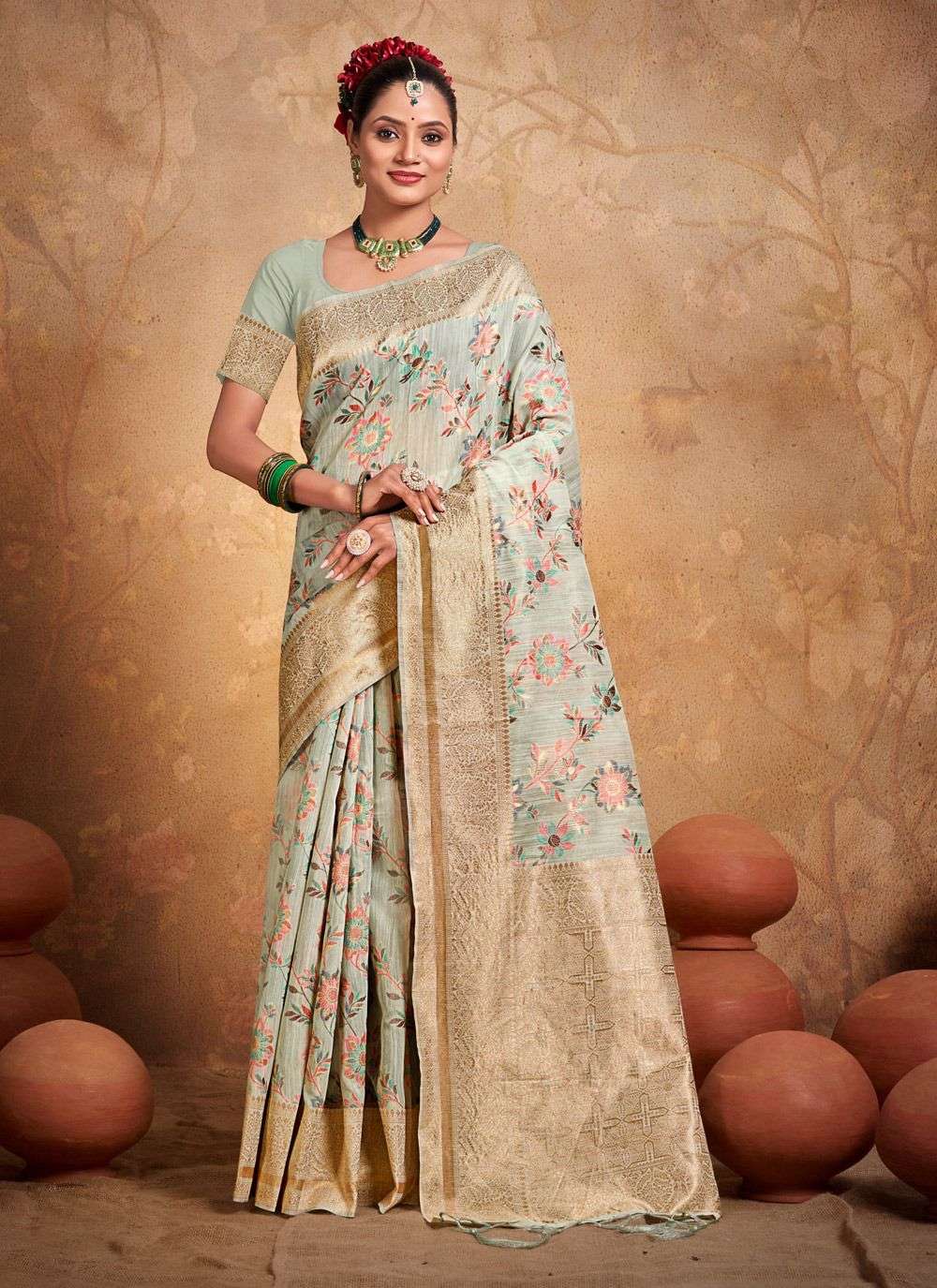 sangam prints bunawat  floral cotton vol 1 cotton beautiful look saree catalog