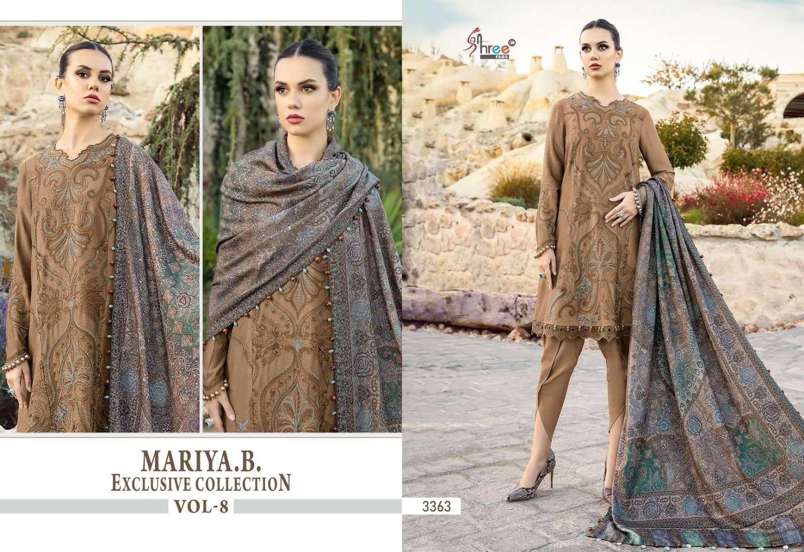 shree fabs maria b exclusive collection vol 8 rayon innovative decent look salwar suit with cotton duaptta catalog