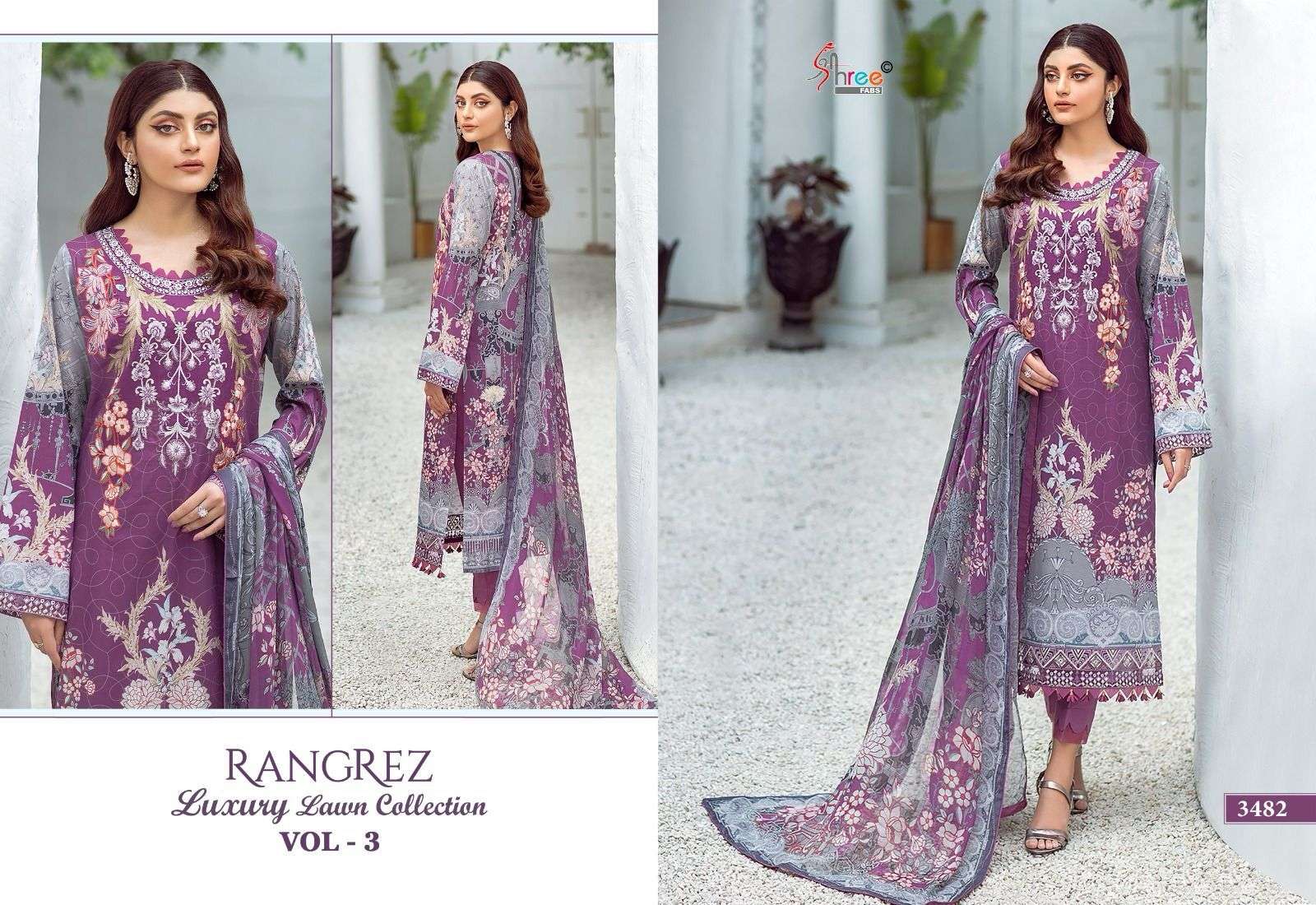 shree fabs rangrez luxcury lawn collection vol 3 cotton graceful look salwar suit cotton dupatta catalog