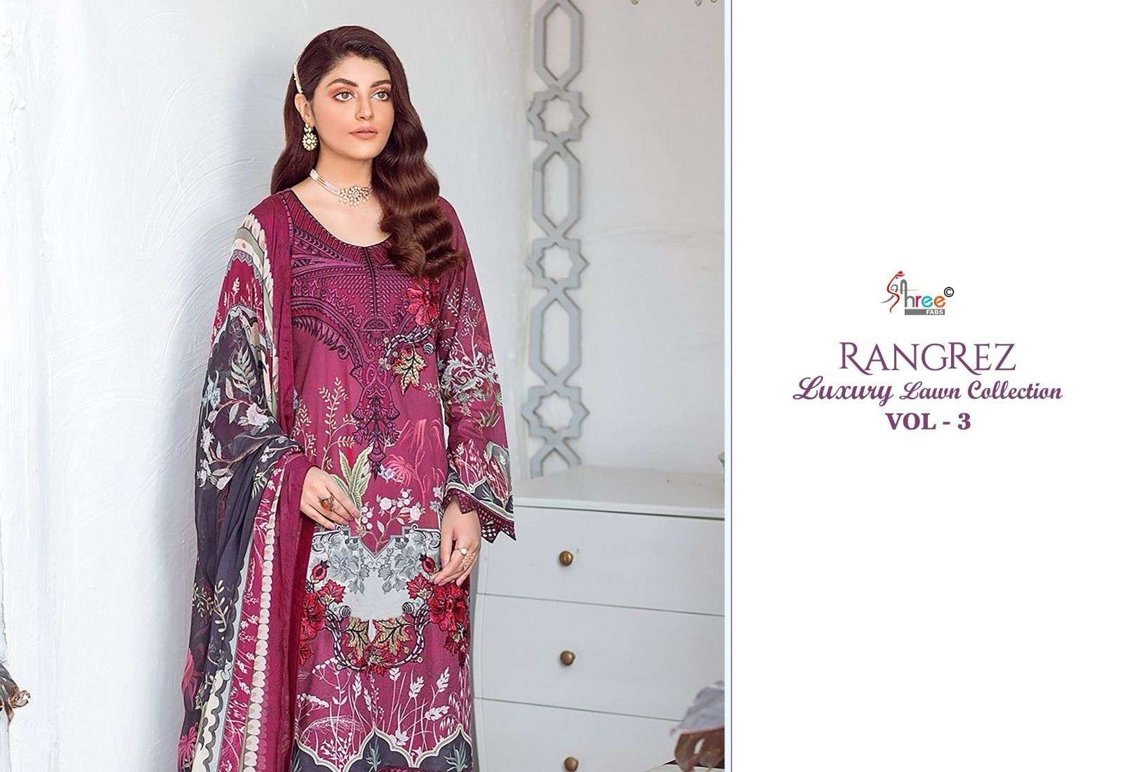 shree fabs rangrez luxcury lawn collection vol 3 cotton graceful look salwar suit cotton dupatta catalog