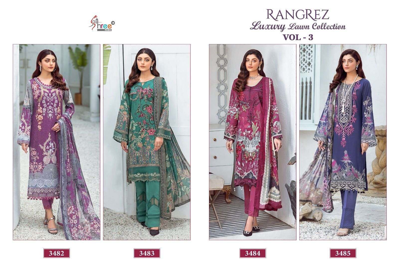 shree fabs rangrez luxcury lawn collection vol 3 cotton graceful look salwar suit cotton dupatta catalog