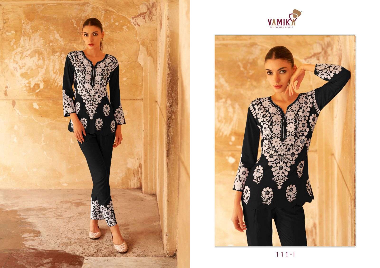 vamika veronica vol 2  D NO111F To 111J reyon regal look top pant catalog