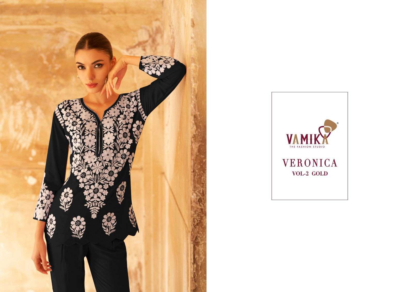 vamika veronica vol 2  D NO111F To 111J reyon regal look top pant catalog