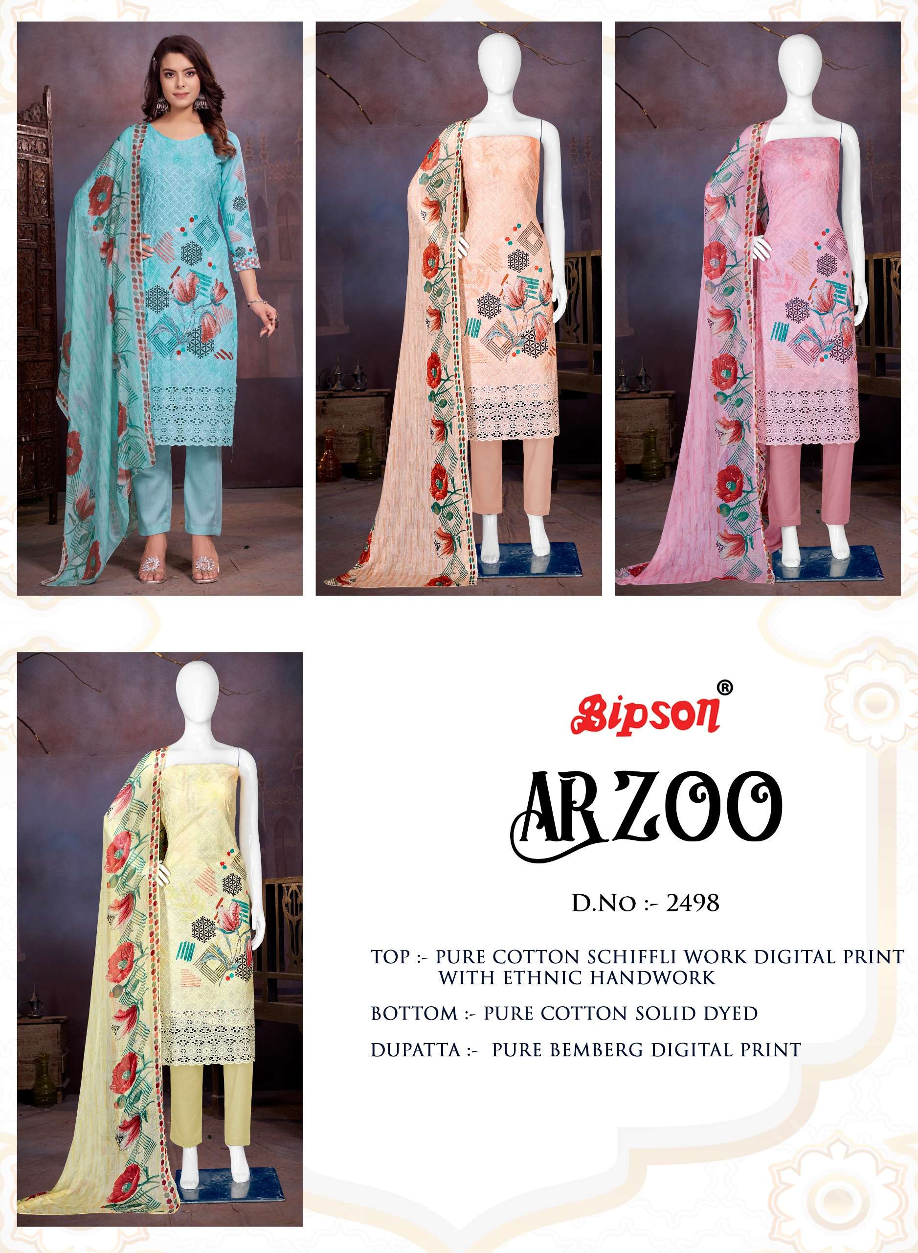 bipson aarzoo 2498 cotton exclusive print salwar suit catalog