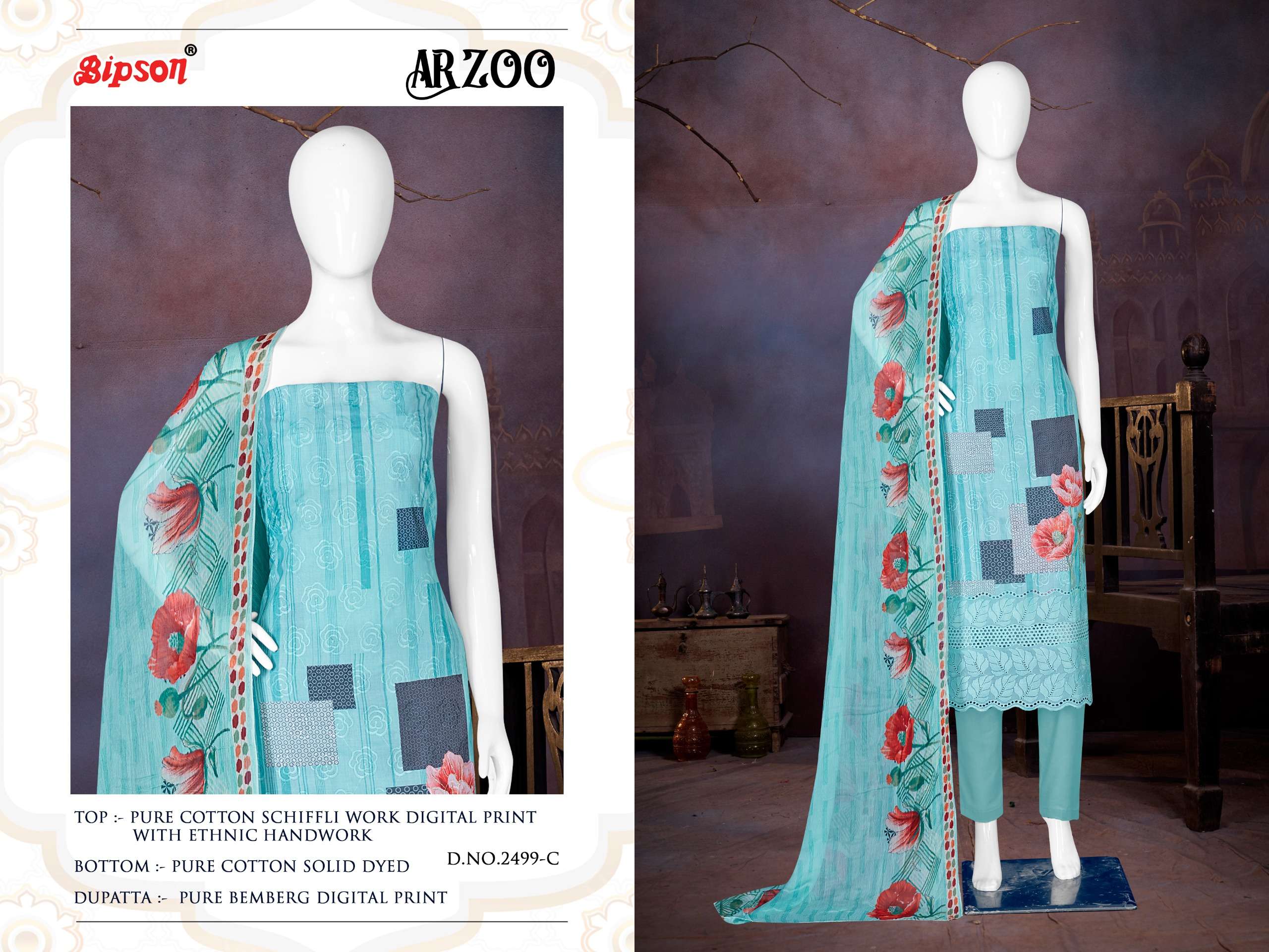 bipson aarzoo 2499 cotton decent look salwar suit catalog