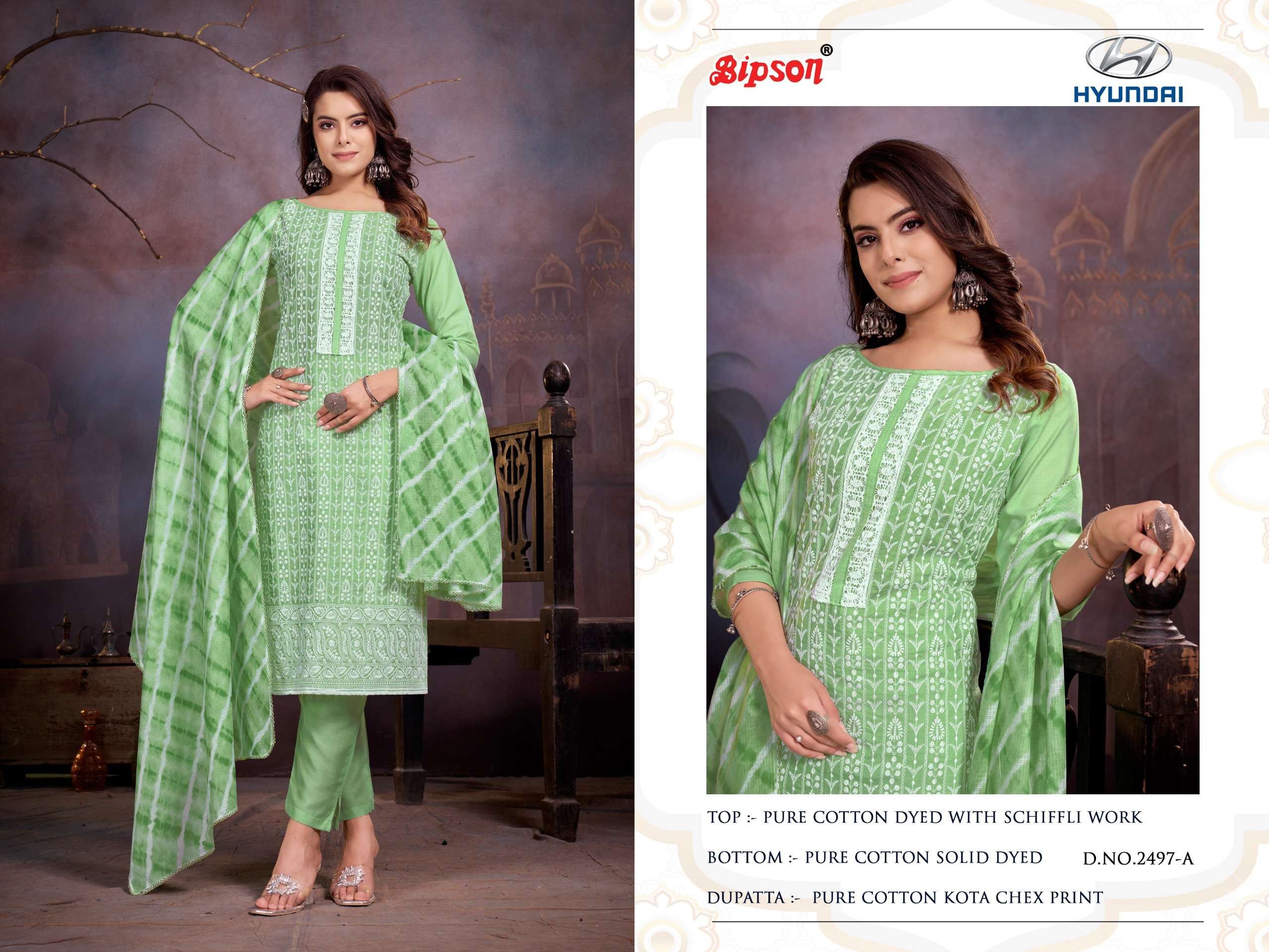 bipson hyundai 2497 cotton regal look salwar suit catalog