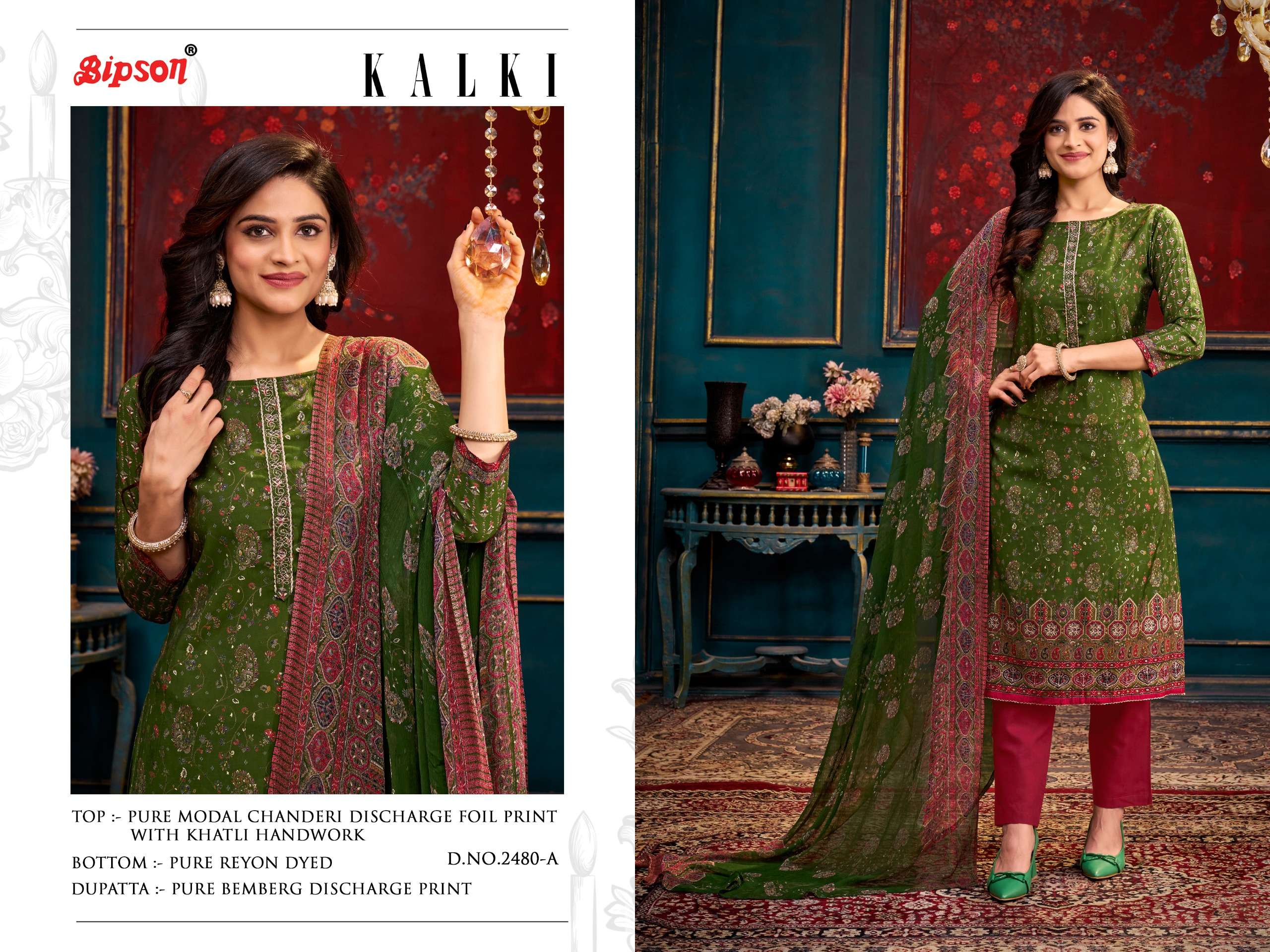 Bipson kalki 2480 Pure modal Chanderi elegant salwar suit catalog