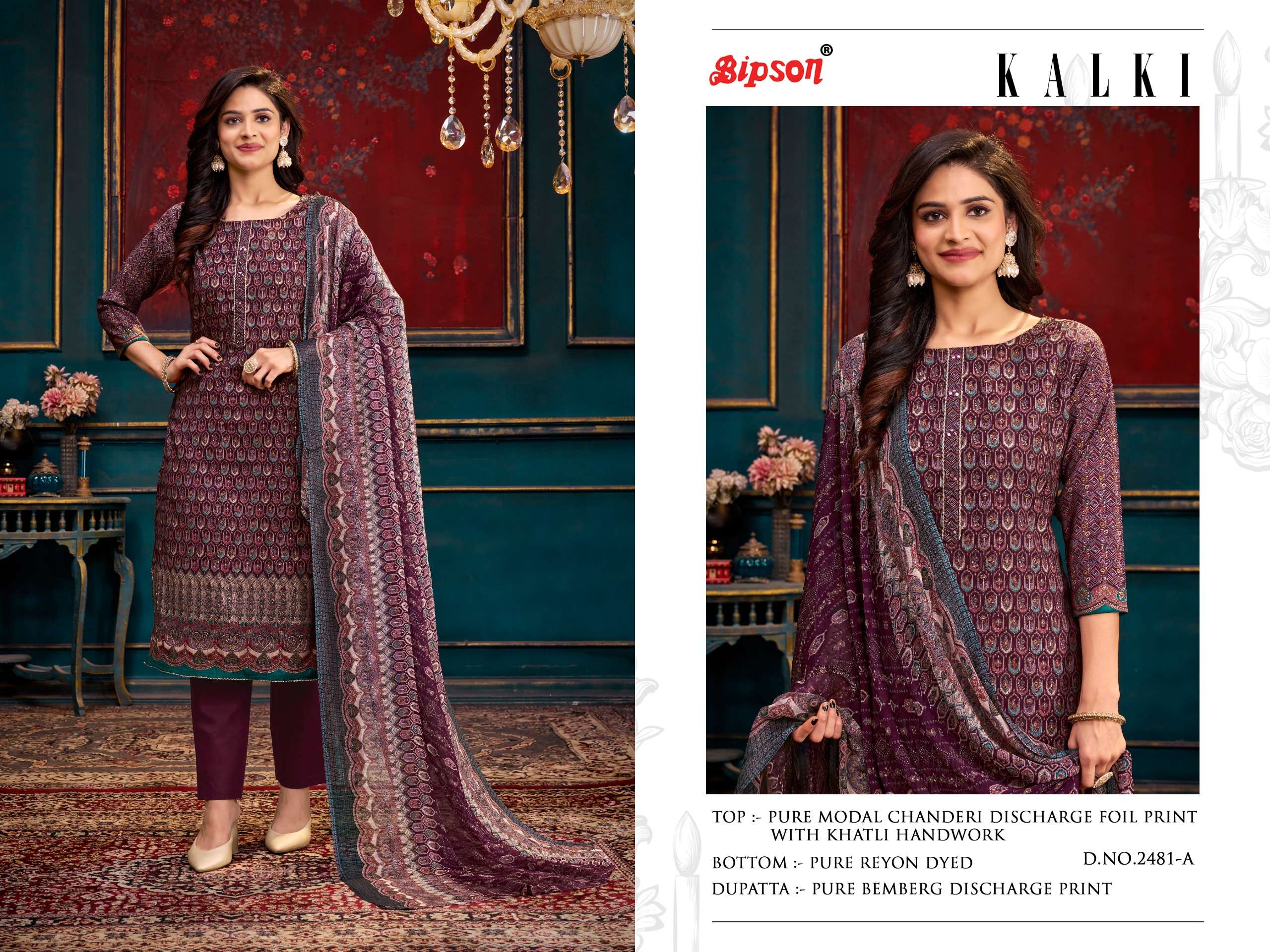 Bipson kalki 2481 Pure modal Chanderi elegant salwar suit catalog