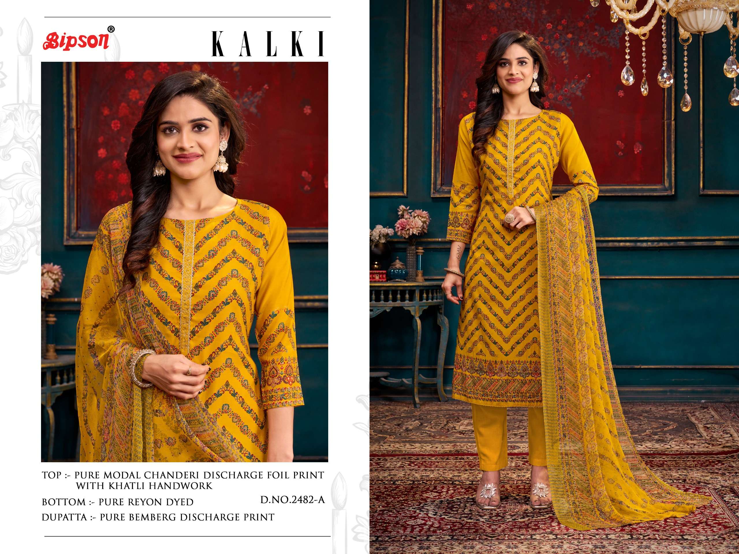 bipson kalki 2482 Pure modal Chanderi exclusive print salwar suit catalog